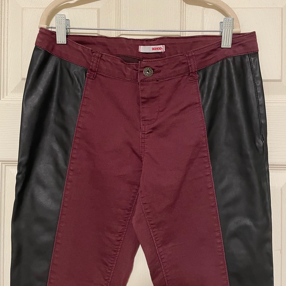 half-leather skinny pants